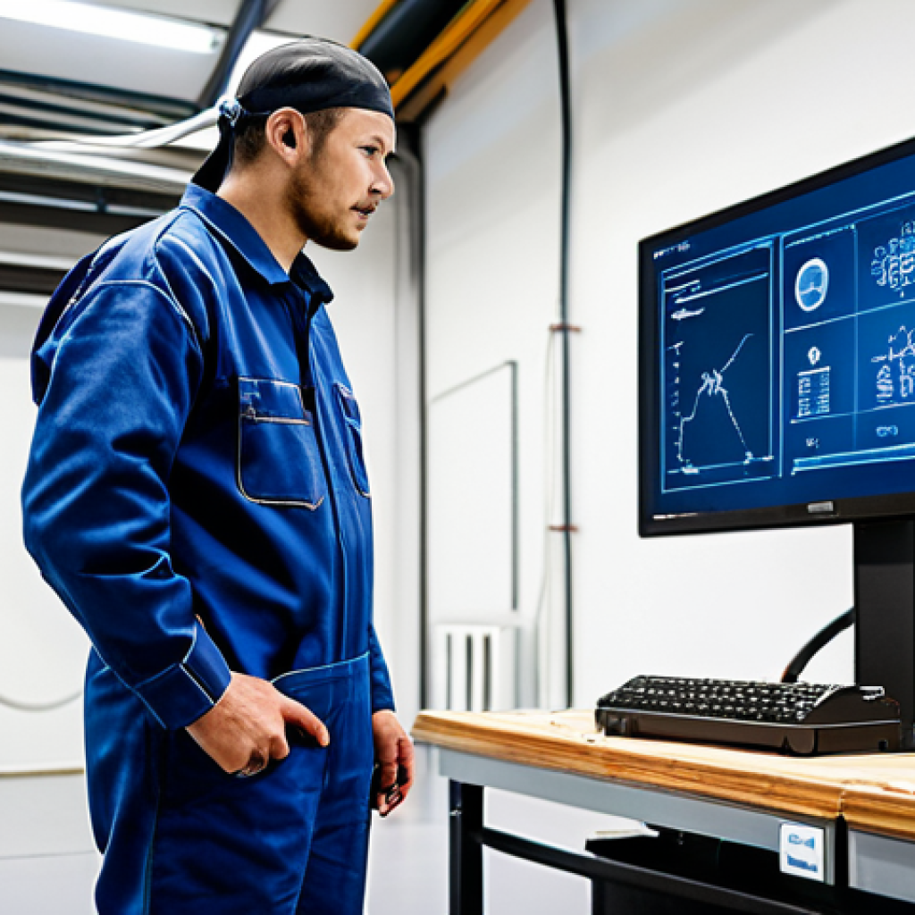 A professional male welder, fully clothed in a modest, clean work uniform, stands confidently in a state-of-the-art welding training center. Advanced robotic welding equipment and digital displays showing technical schematics are in the background, symbolizing modern skill development. The scene highlights a focus on learning new technologies. High-resolution, professional photography, sharp focus, natural pose, perfect anatomy, correct proportions, well-formed hands, proper finger count, natural body proportions, safe for work, appropriate content, family-friendly.