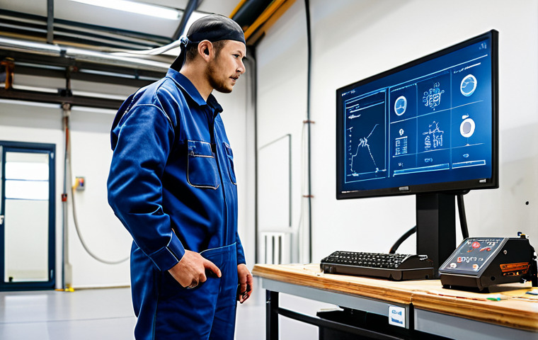 A professional male welder, fully clothed in a modest, clean work uniform, stands confidently in a state-of-the-art welding training center. Advanced robotic welding equipment and digital displays showing technical schematics are in the background, symbolizing modern skill development. The scene highlights a focus on learning new technologies. High-resolution, professional photography, sharp focus, natural pose, perfect anatomy, correct proportions, well-formed hands, proper finger count, natural body proportions, safe for work, appropriate content, family-friendly.