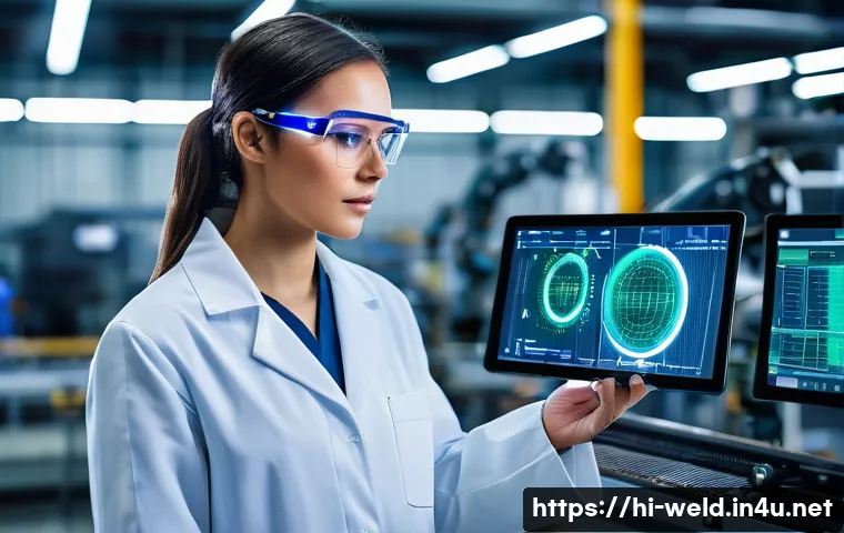 용접 업계 트렌드 분석 - **Prompt 1: AI-Driven Robotic Welding in a Modern Factory**
"A wide-angle shot of a highly advan...
