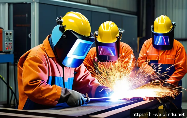 용접 관련 자격증 비교 국내 vs 해외 - A professional welding training center in South Korea, featuring advanced welding machines and simul...